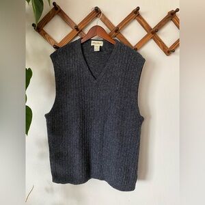 Vintage Eddie Bauer Wool Sweater Vest 100% Wool Granpa Sweater Vest Charcoal